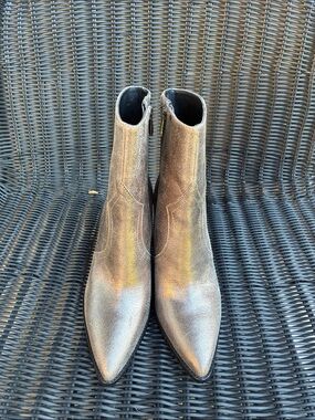 PAIGE Metallic Silver Pointed Ankle Booties